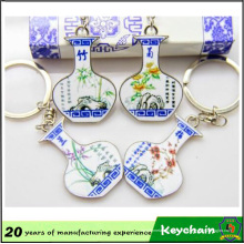 Porte-clés fait sur commande de porcelaine bleue et blanche de promotion